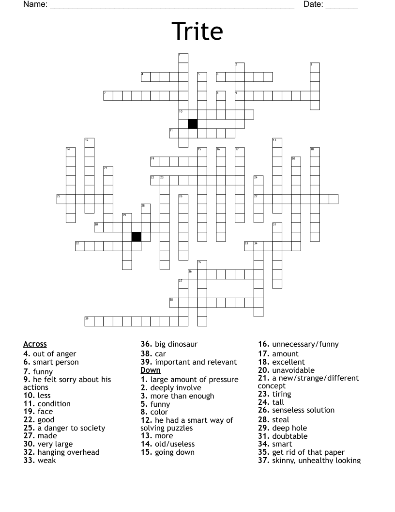 Trite Crossword