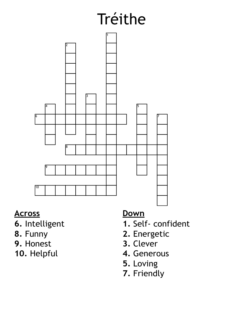 Tréithe Crossword