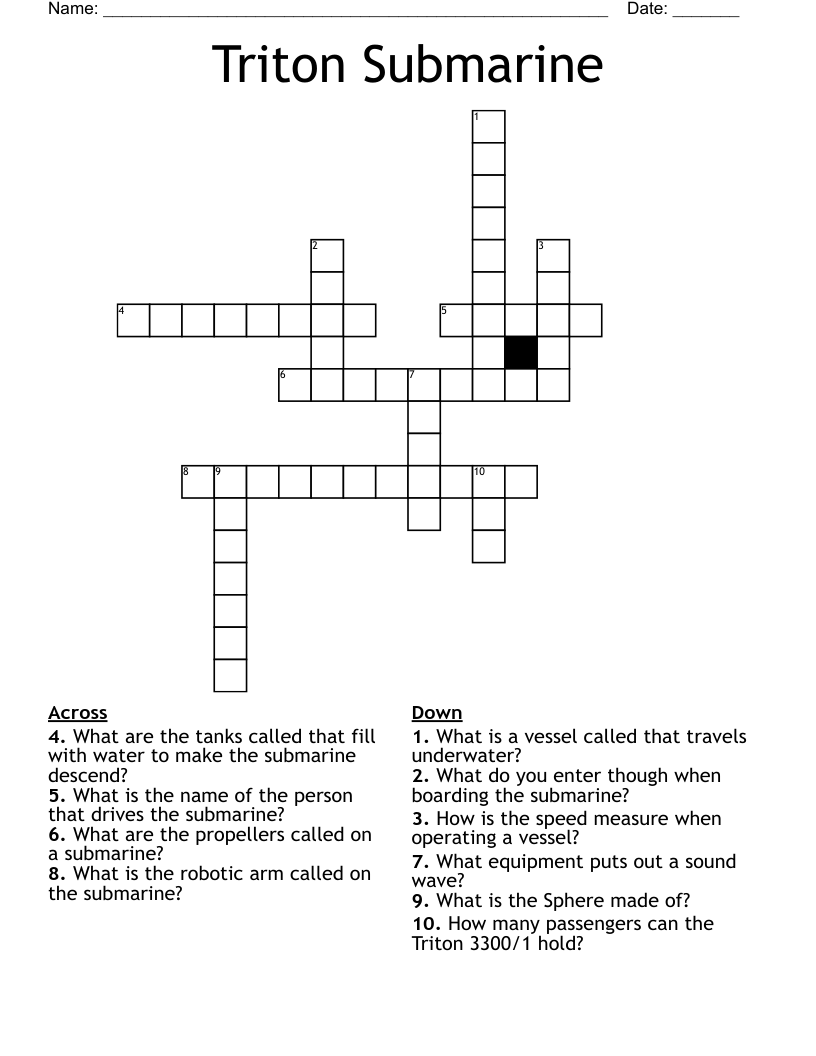 Triton Submarine Crossword