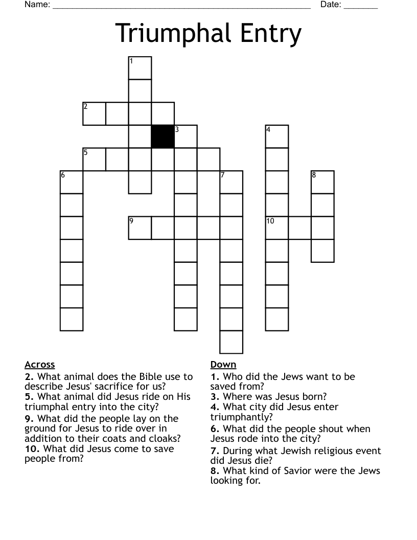 Triumphal Entry Crossword