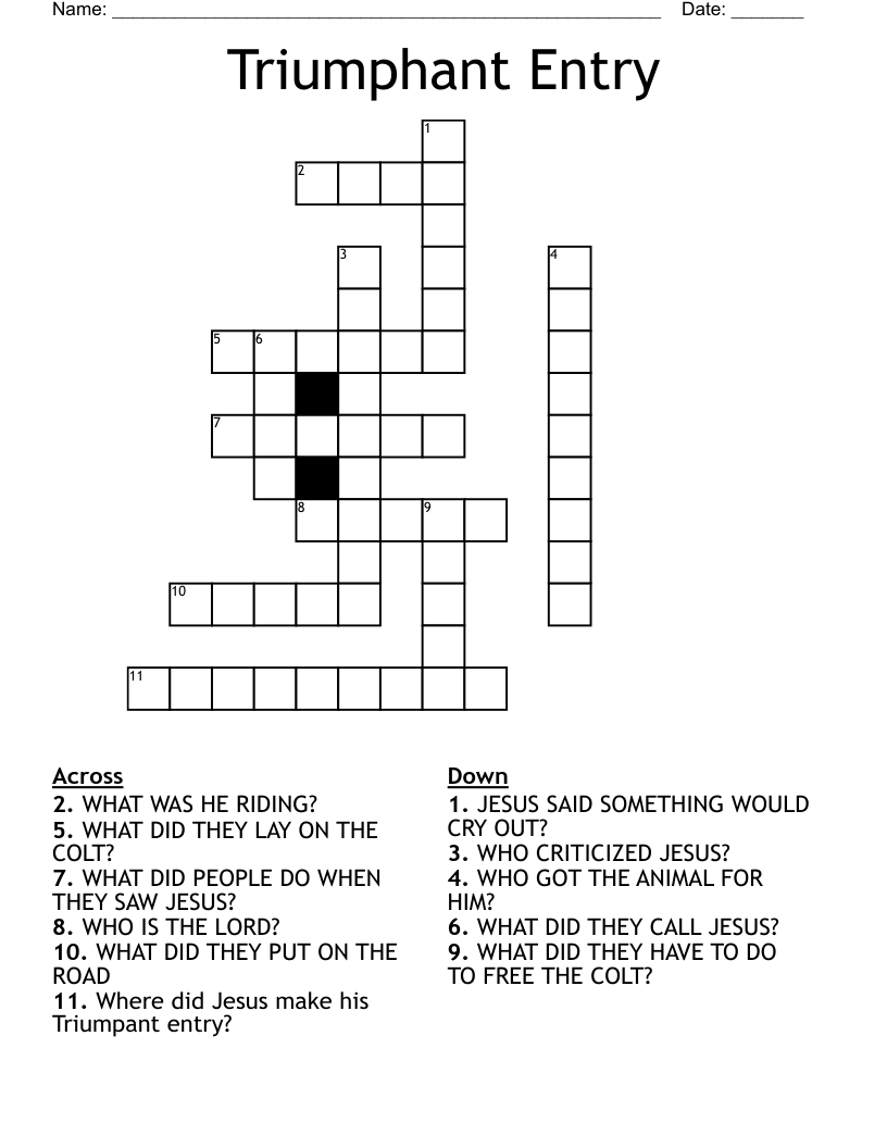 Triumphant Entry Crossword