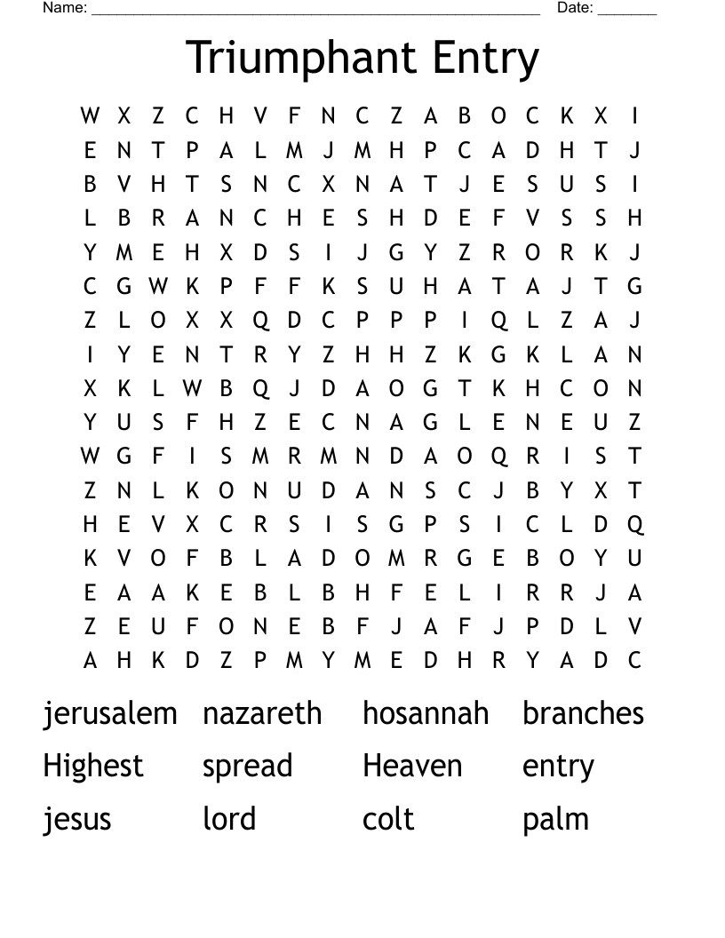 Triumphant Entry Word Search