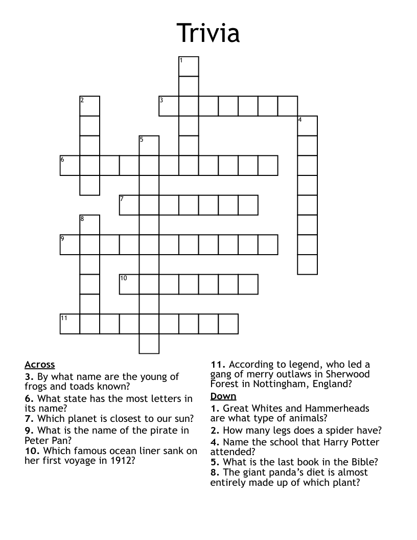 Trivia Crossword