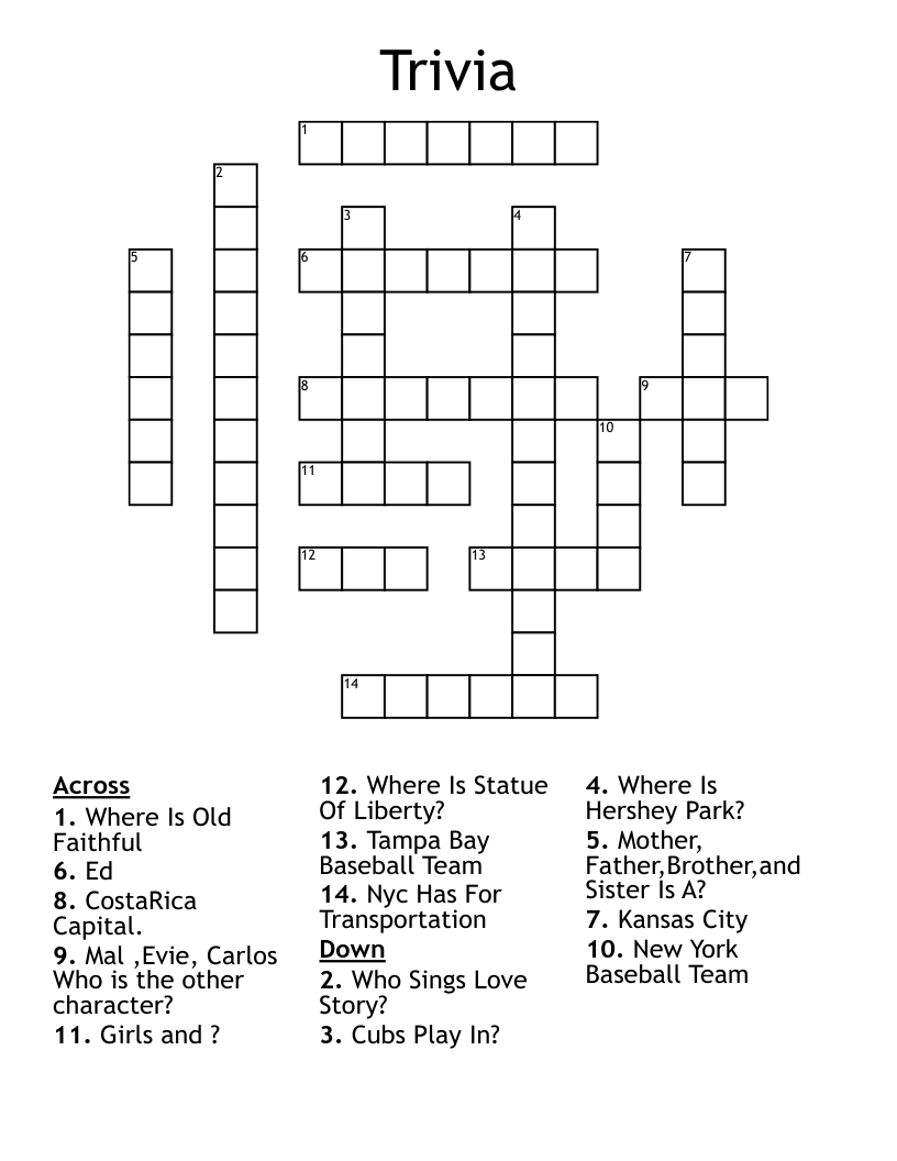 Trivia Crossword