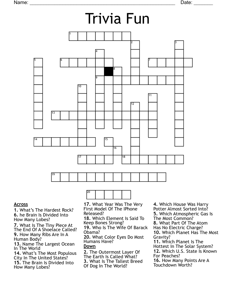 Trivia Fun Crossword