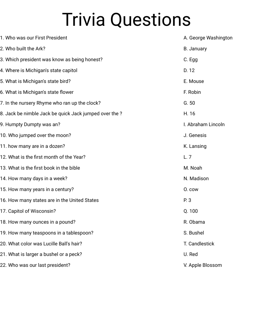 Trivia Questions