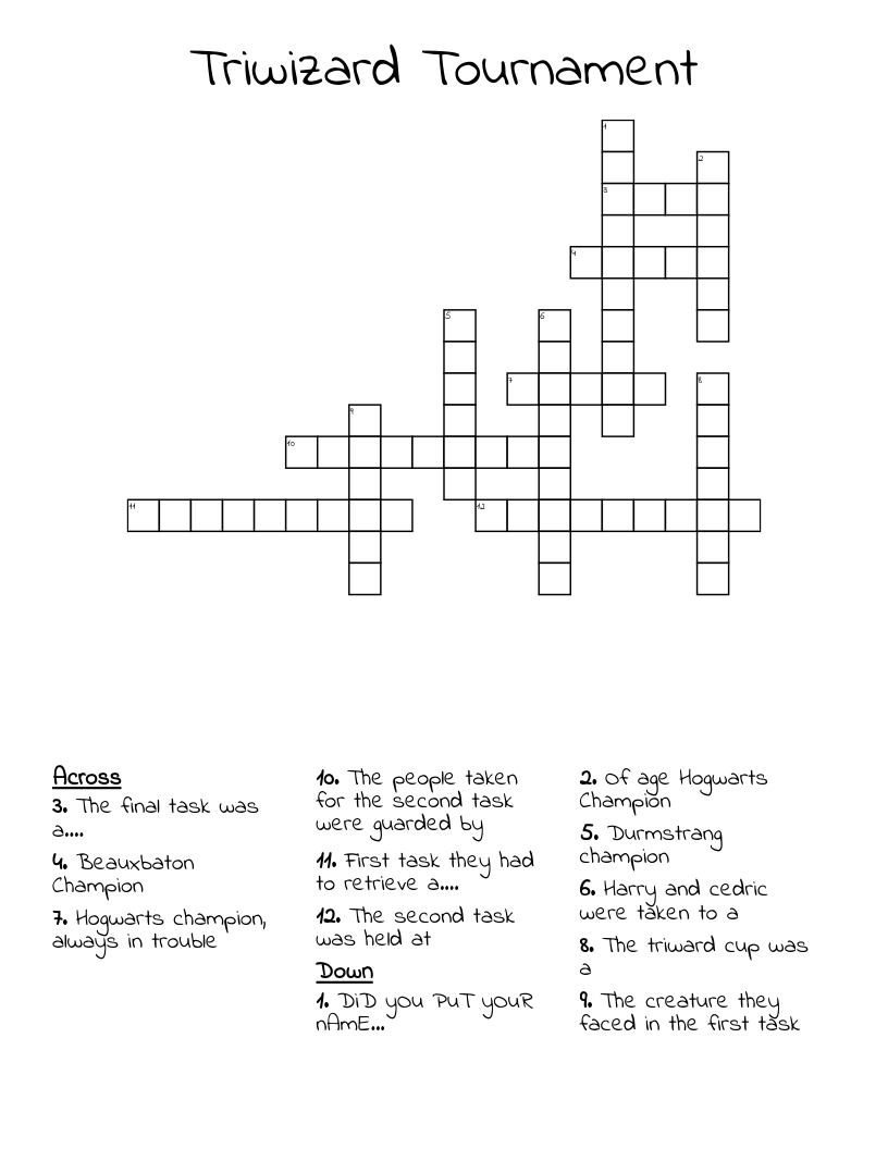 Triwizard Tournament  Crossword
