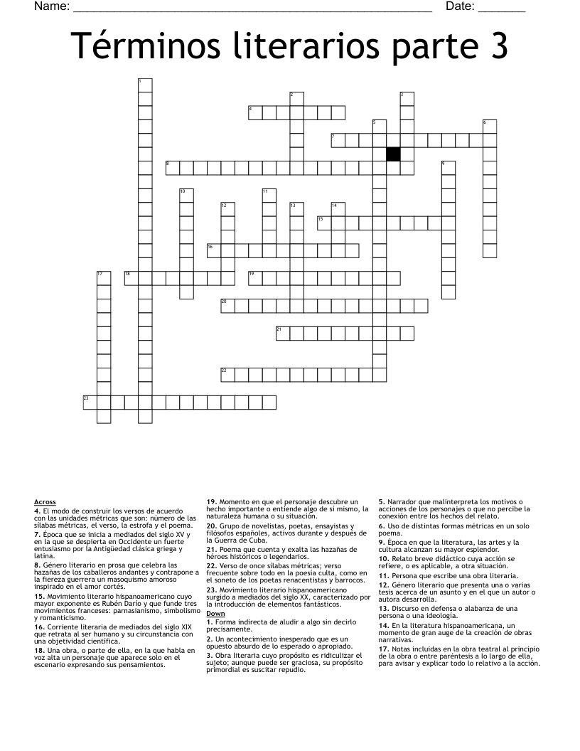 Términos literarios parte 3 Crossword