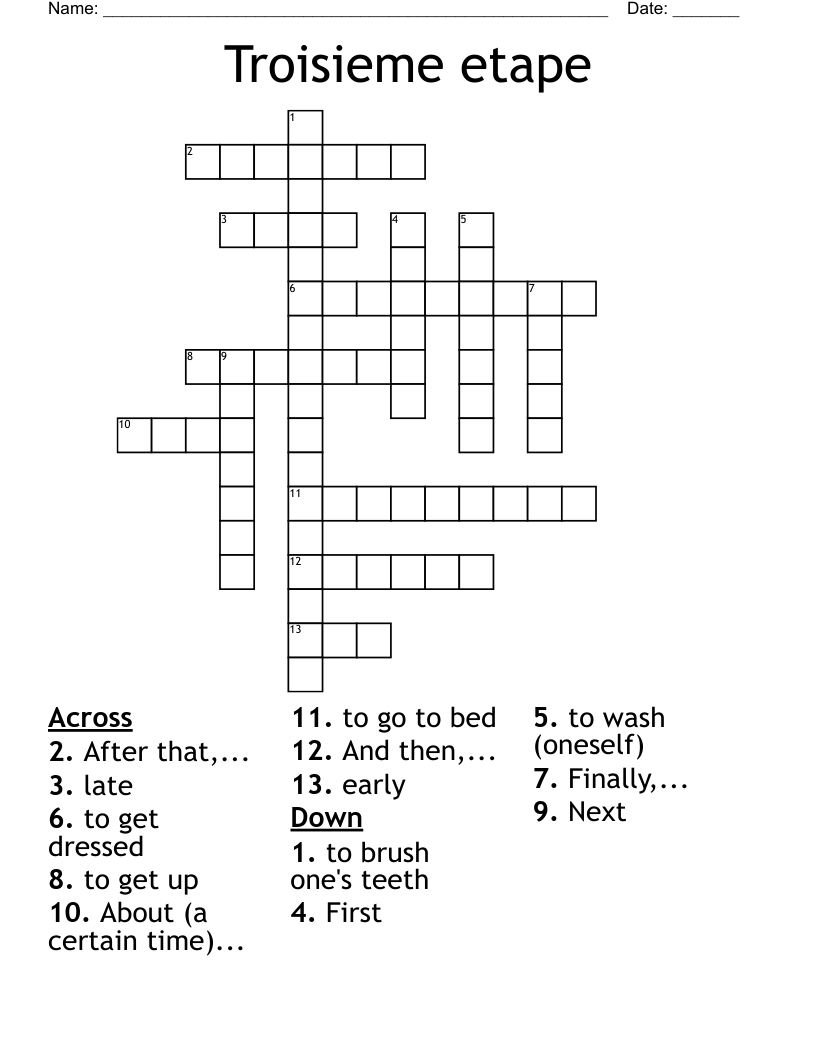 Troisieme etape Crossword