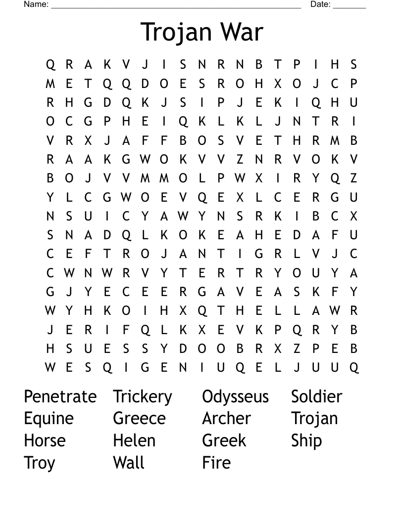Trojan War Word Search