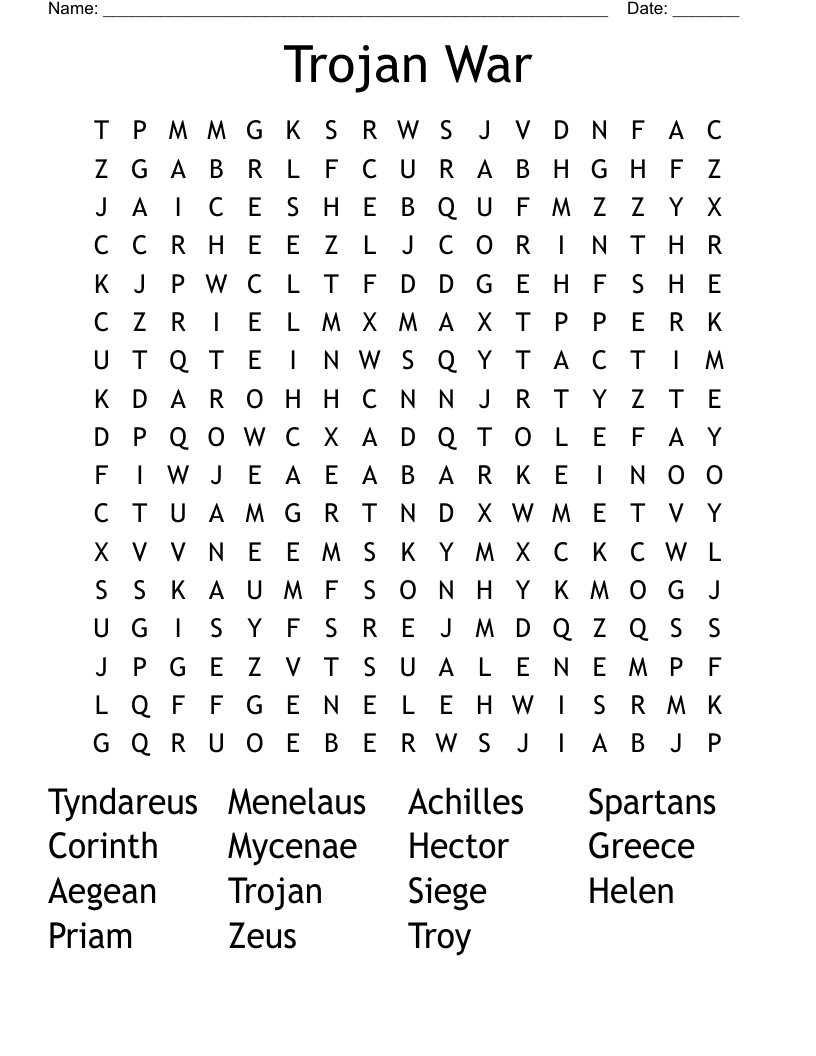 Trojan War Word Search
