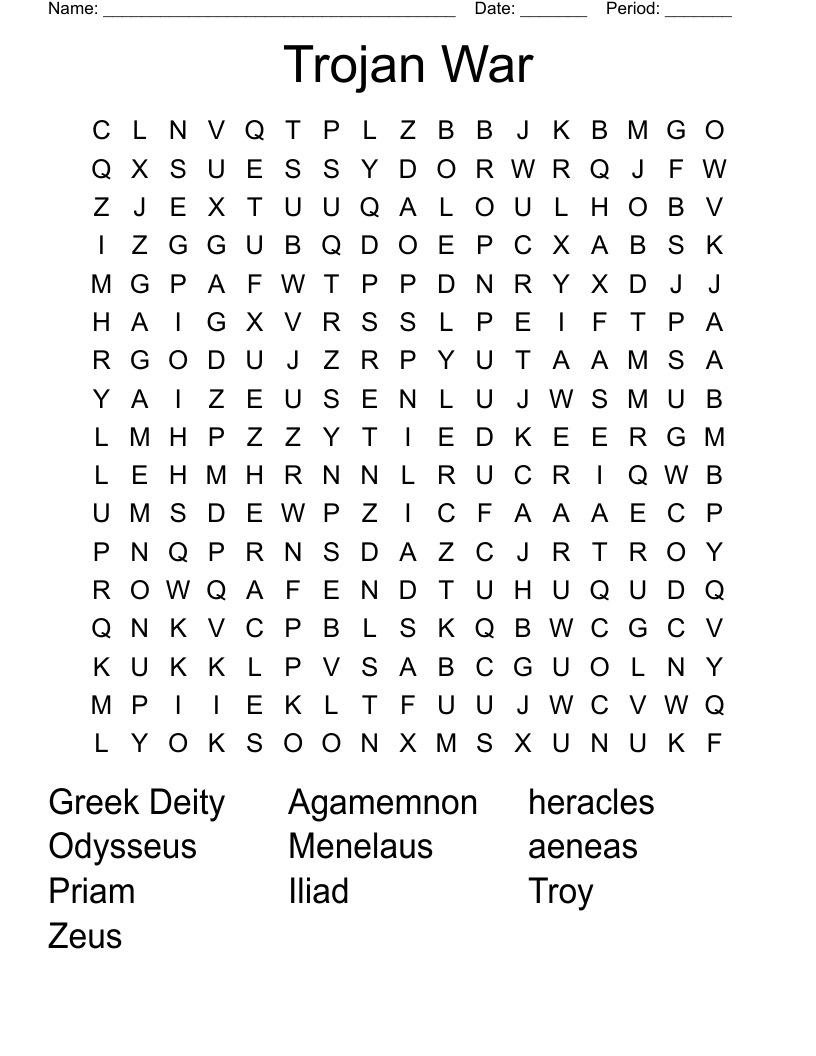 Trojan War Word Search
