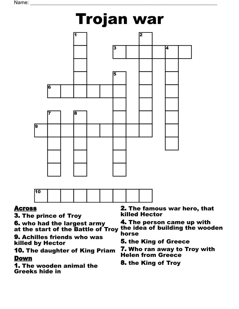 Trojan war Crossword