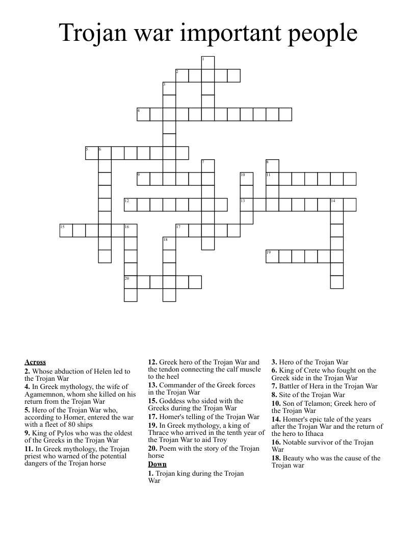 Trojan war important people  Crossword