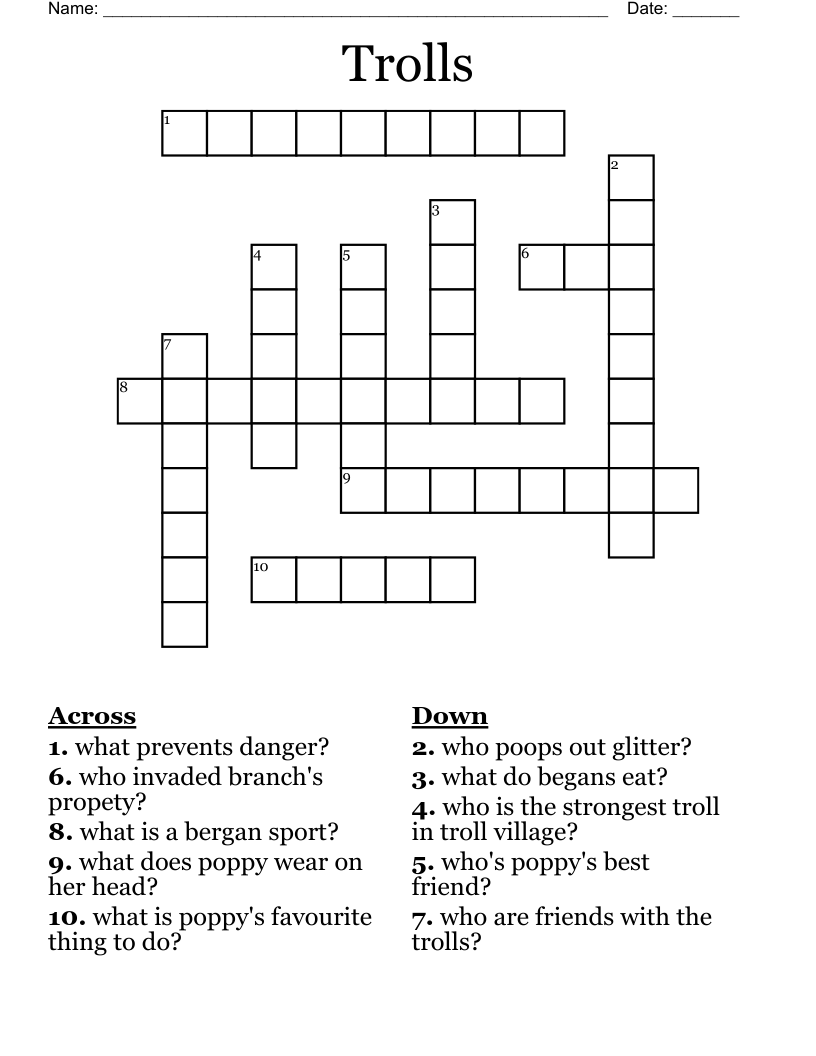 Trolls Crossword