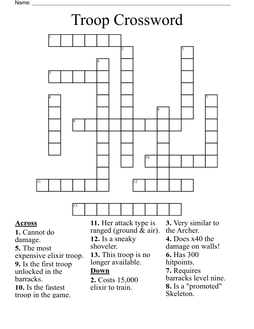 Troop Crossword