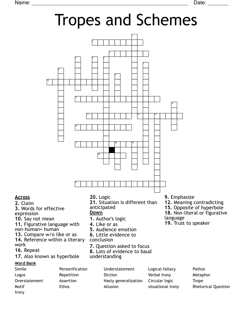 Tropes and Schemes Crossword