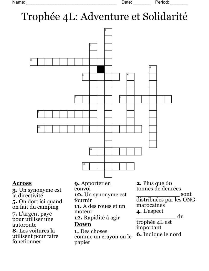 Trophée 4L: Adventure et Solidarité Crossword
