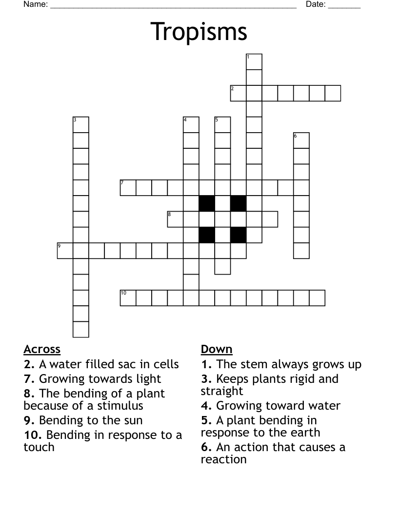 Tropisms Crossword