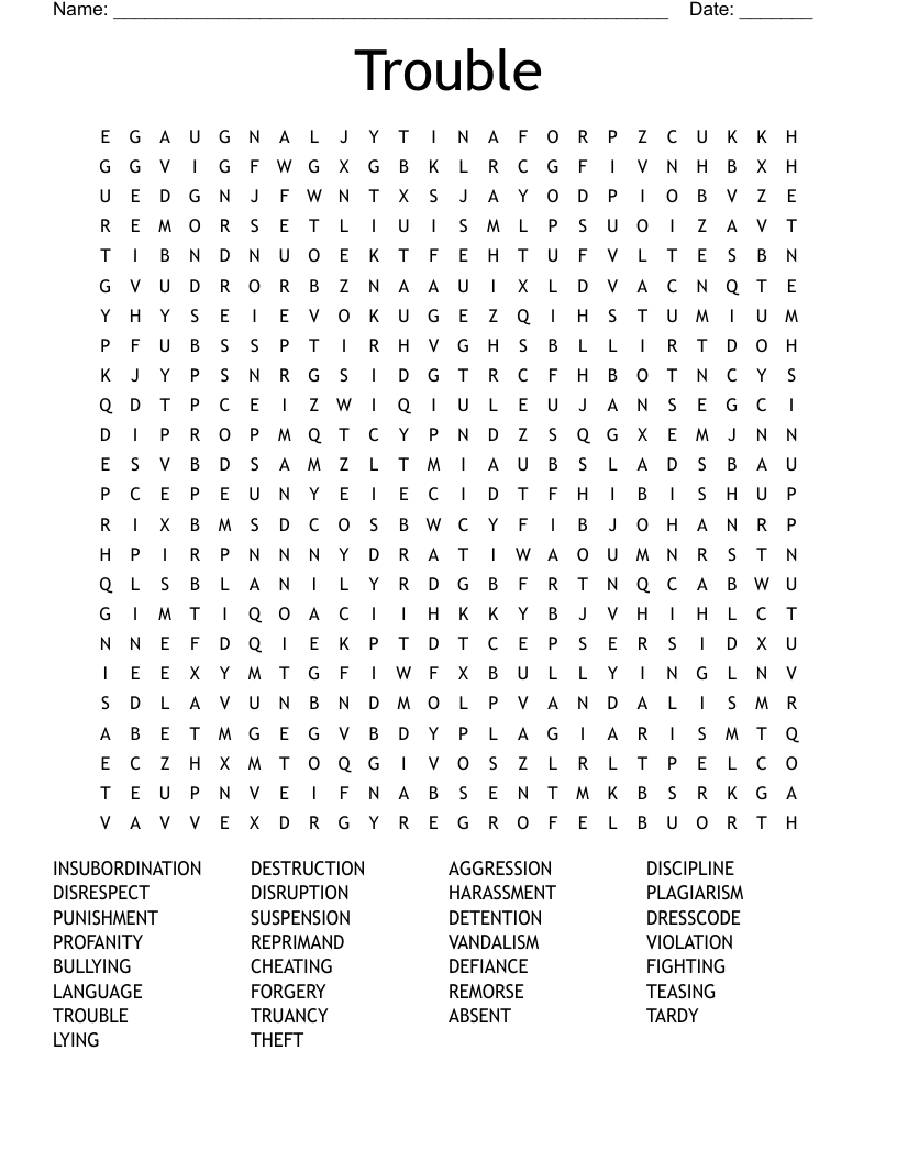 Trouble Word Search