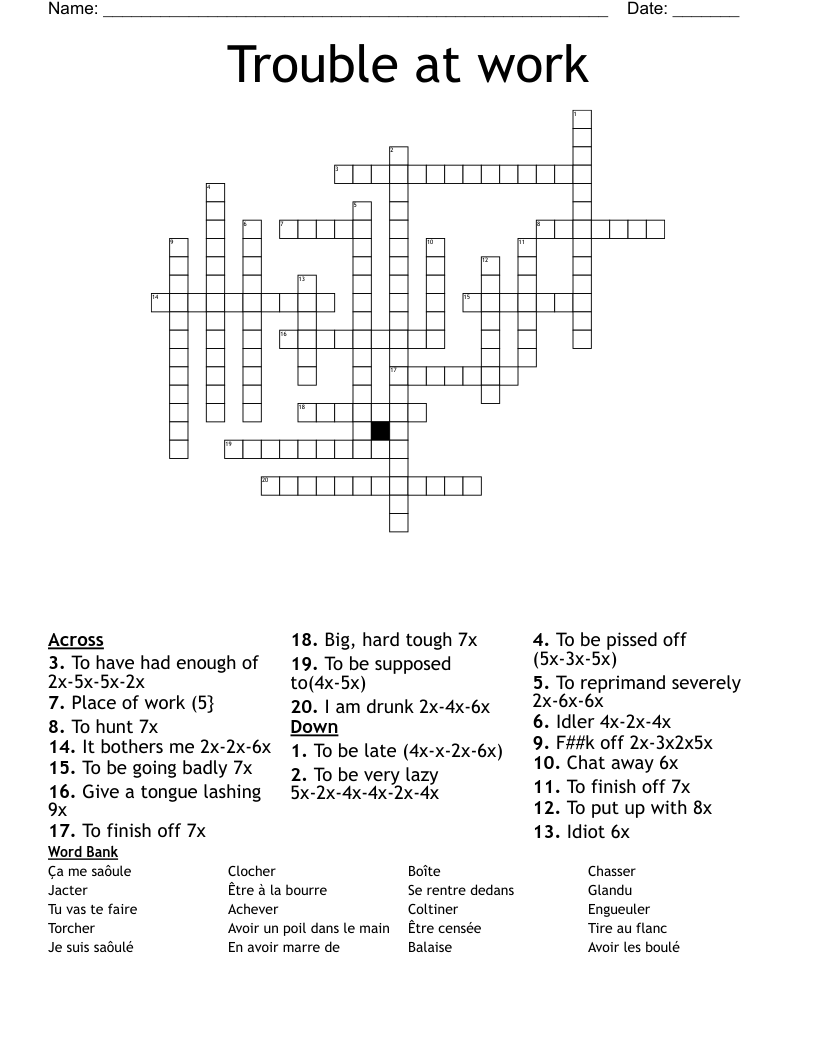 Trouble at work Crossword
