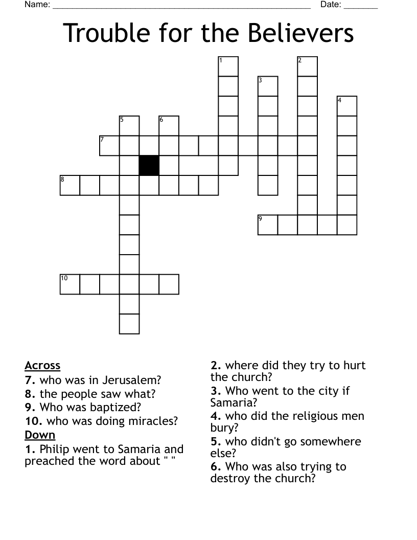 Trouble for the Believers  Crossword