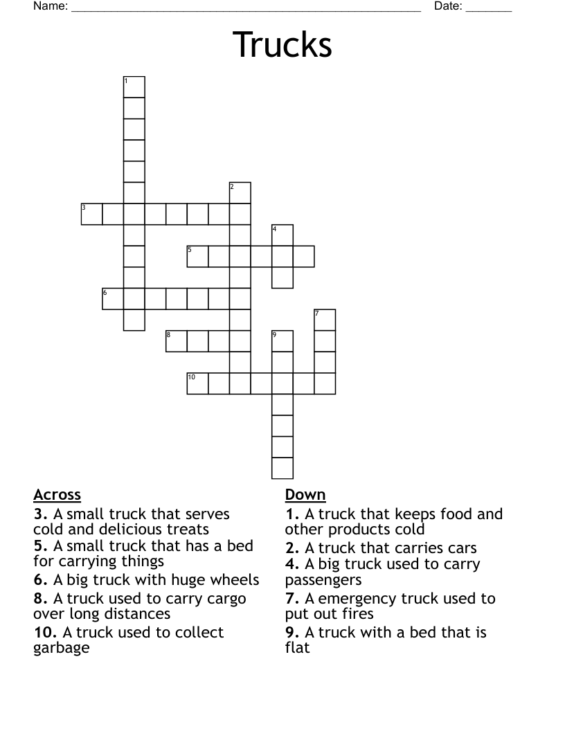 Trucks Crossword