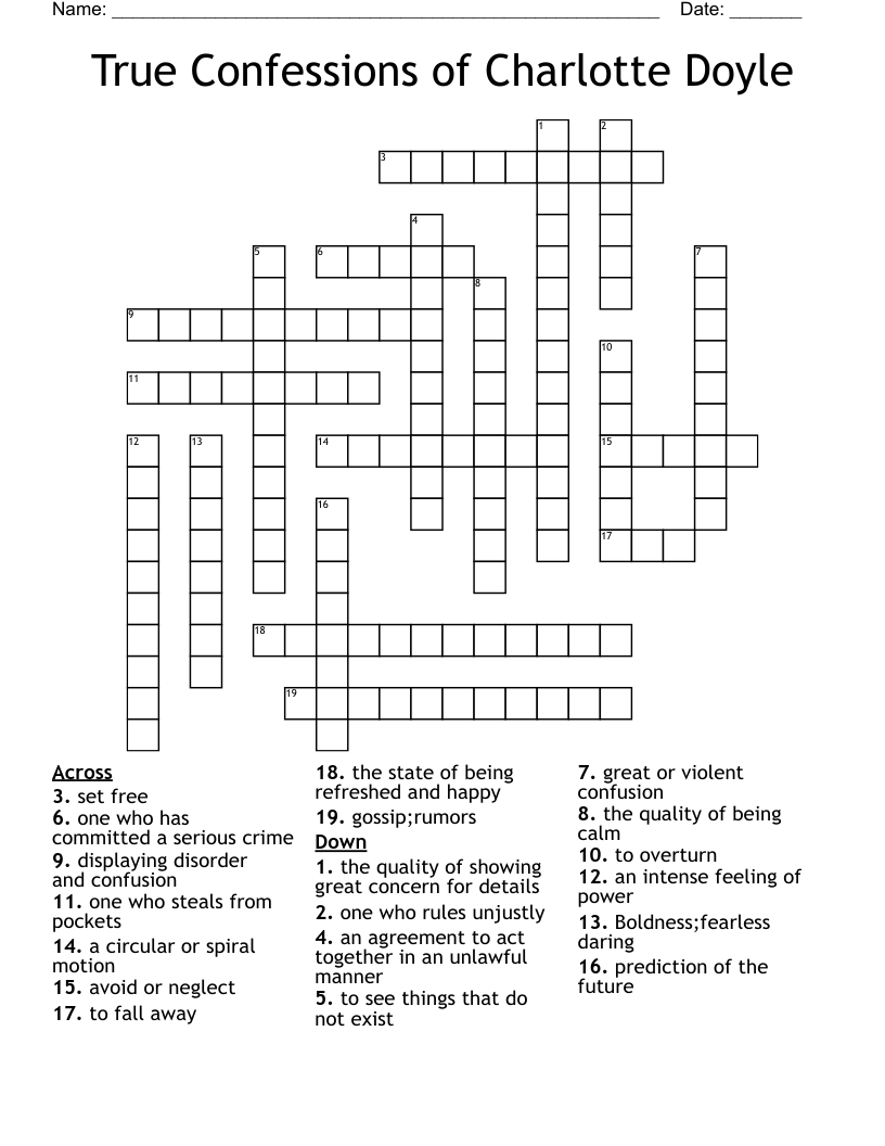 True Confessions of Charlotte Doyle Crossword