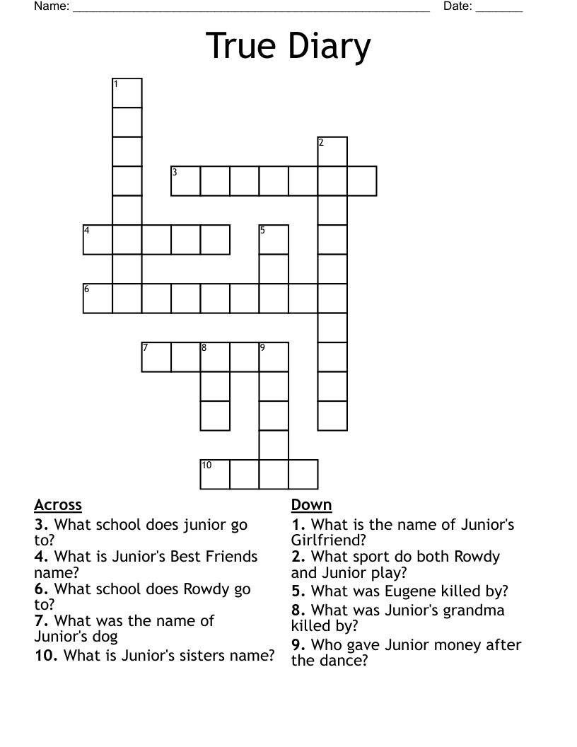 True Diary Crossword
