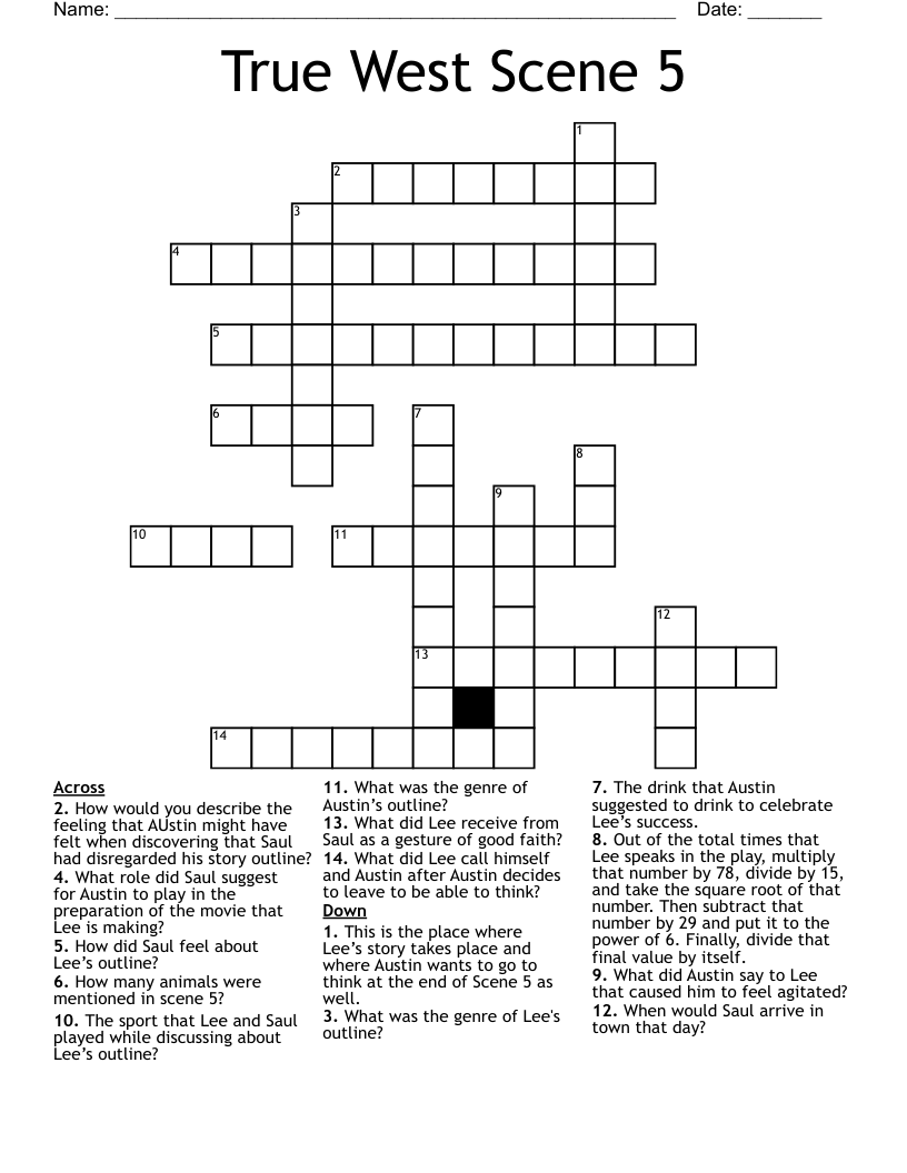 True West Scene 5 Crossword
