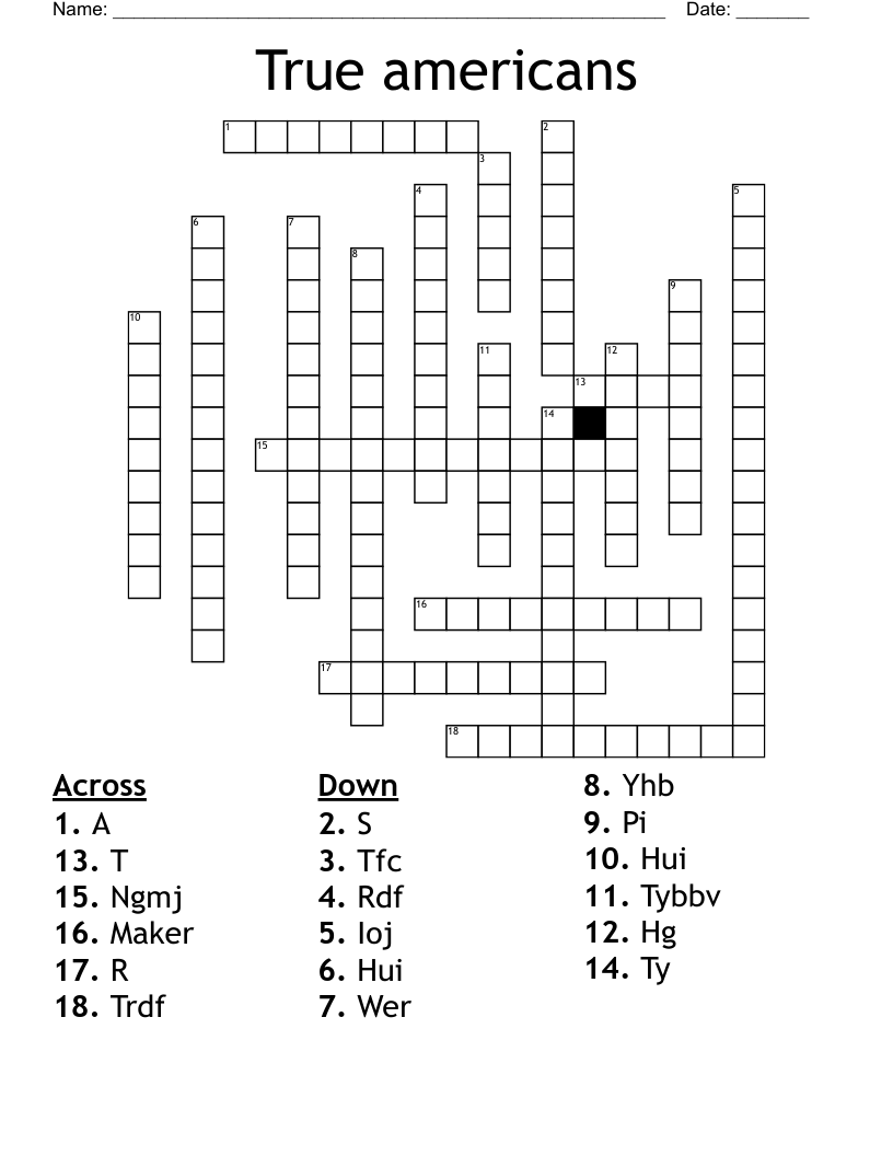 True americans Crossword