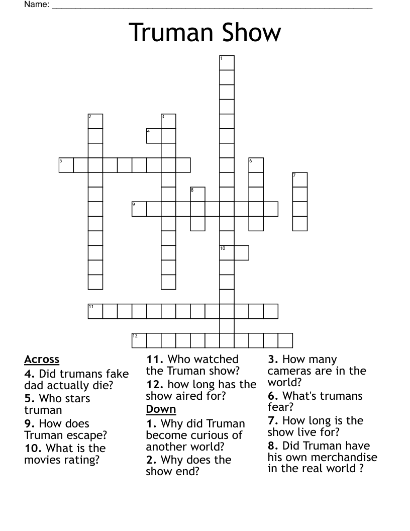 Truman Show Crossword