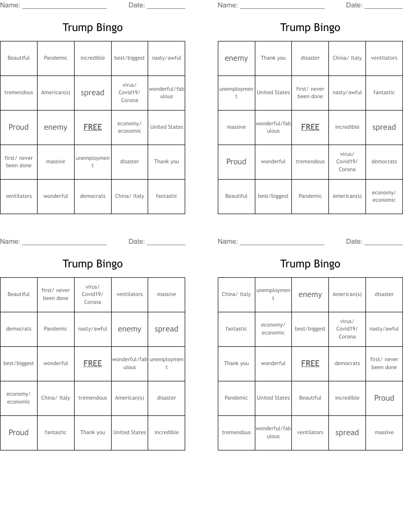 Trump Bingo