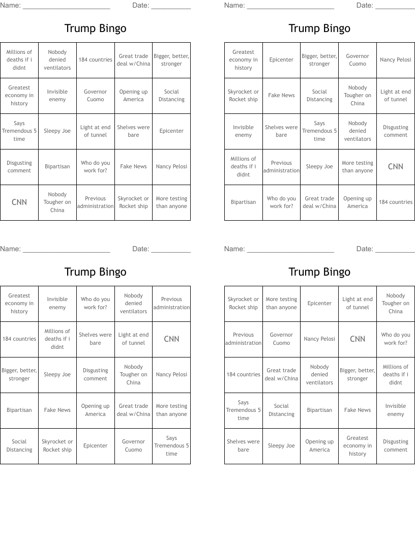 Trump Bingo