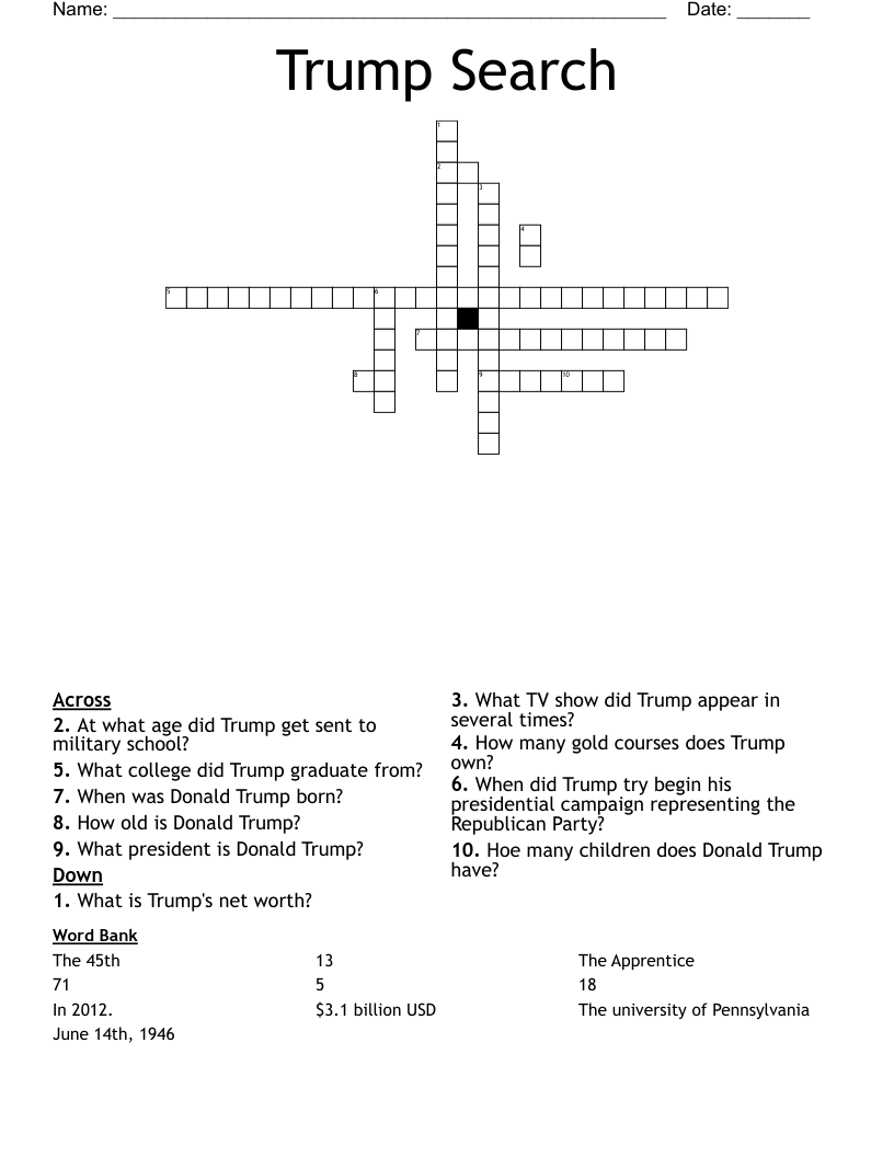 Trump Search Crossword