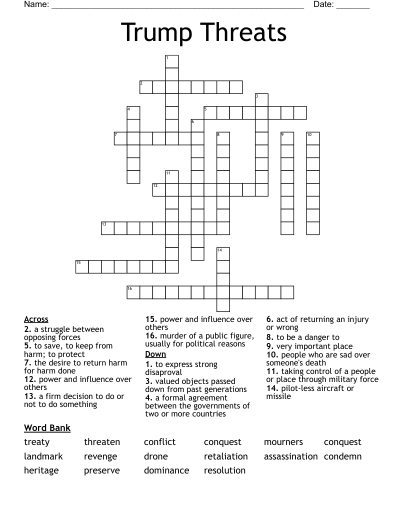 Trump Threats Crossword