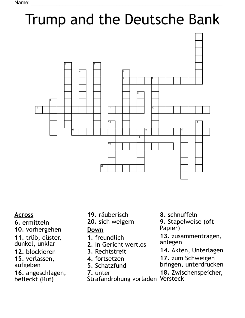 Trump and the Deutsche Bank Crossword