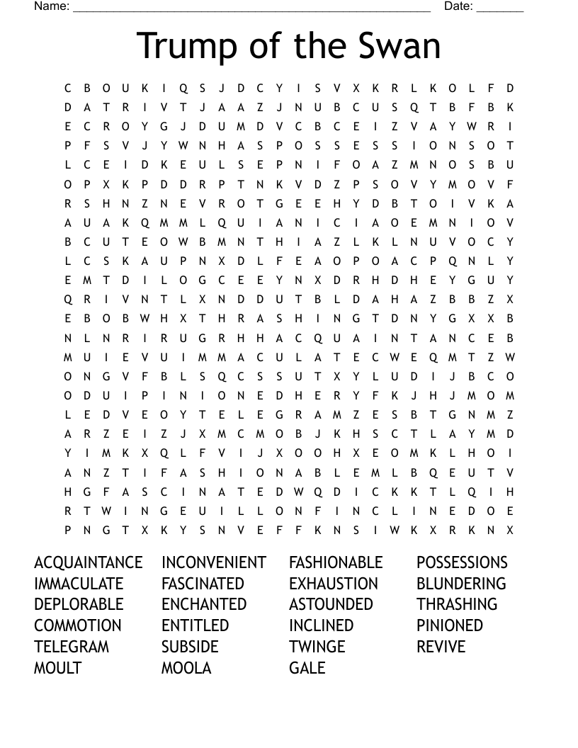 Trump of the Swan Word Search