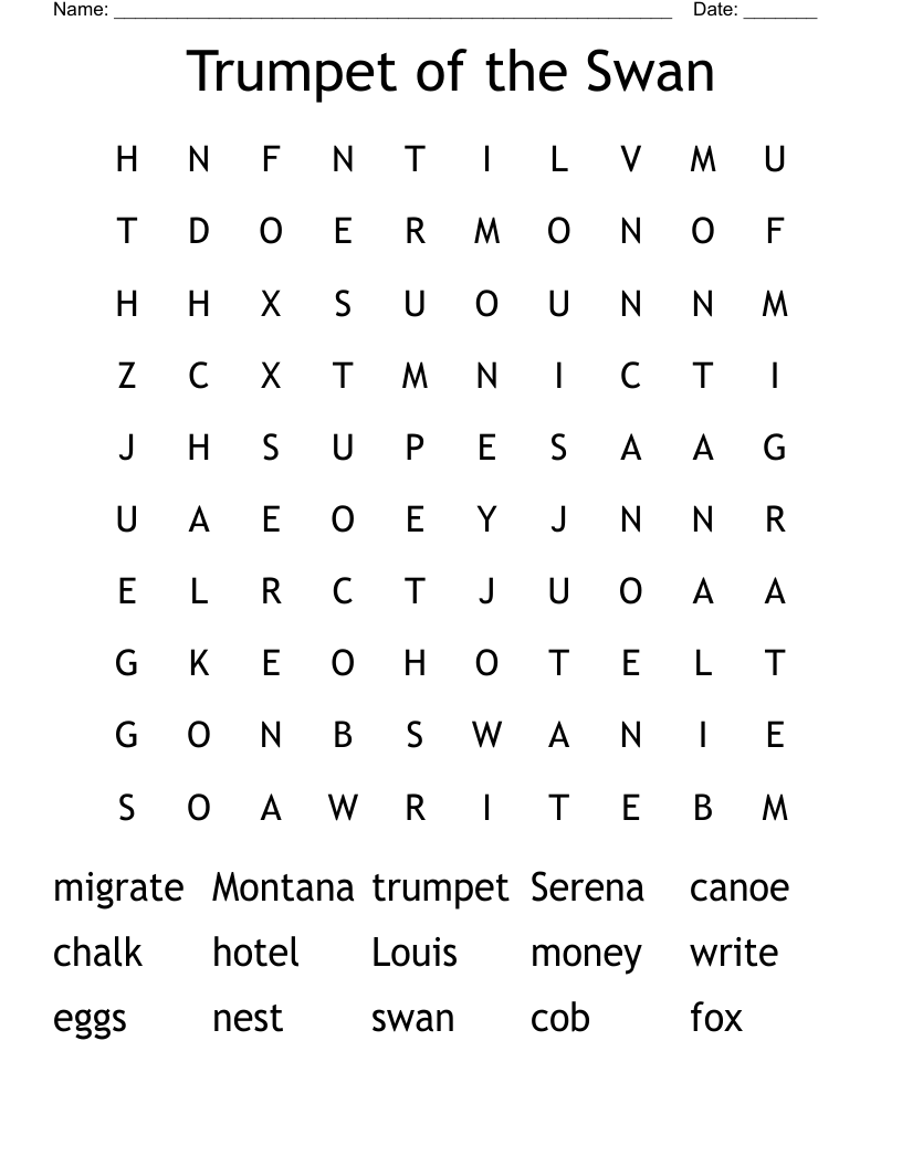 Trumpet of the Swan Word Search