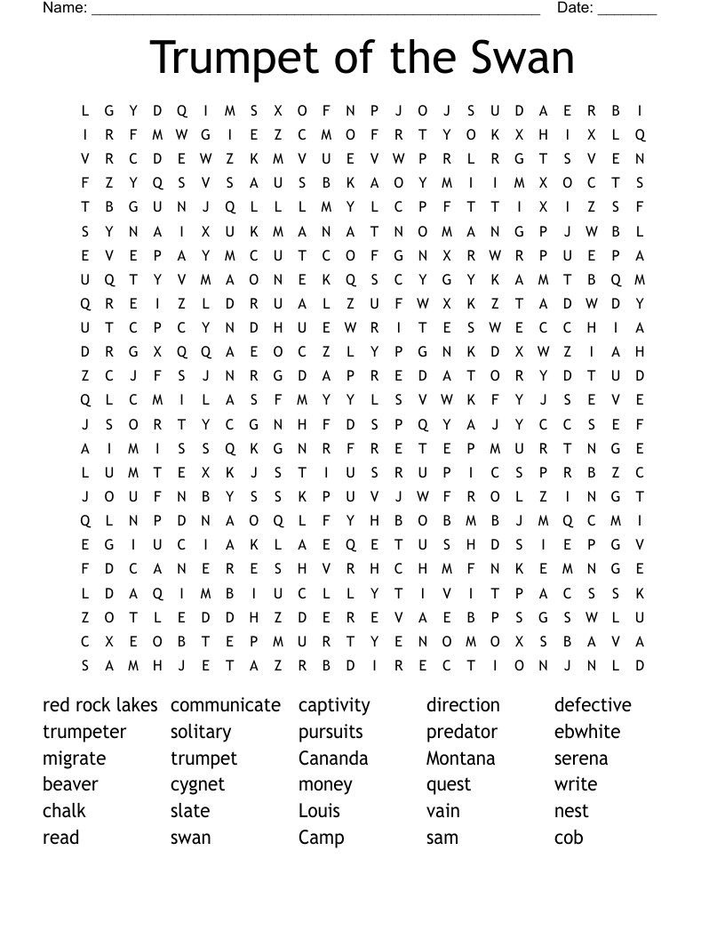 Trumpet of the Swan Word Search