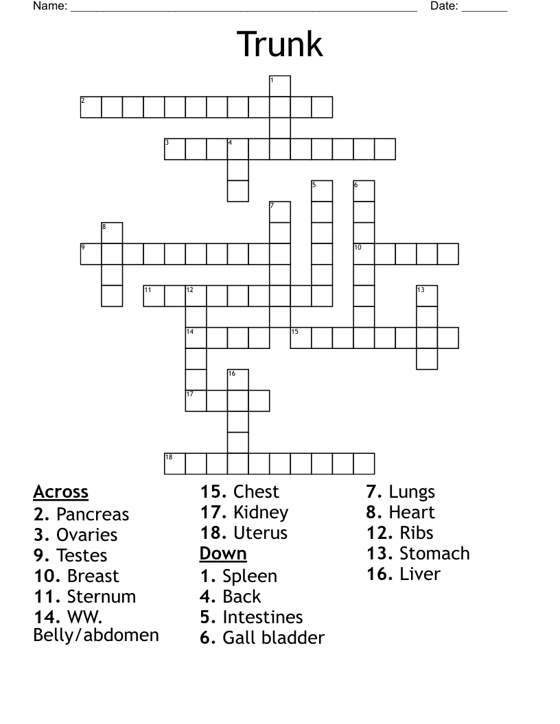 Trunk Crossword