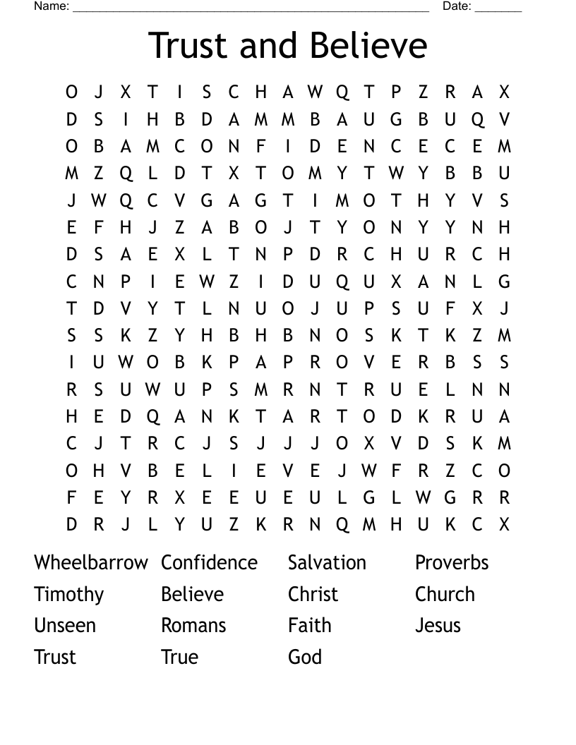 Trust and Believe Word Search