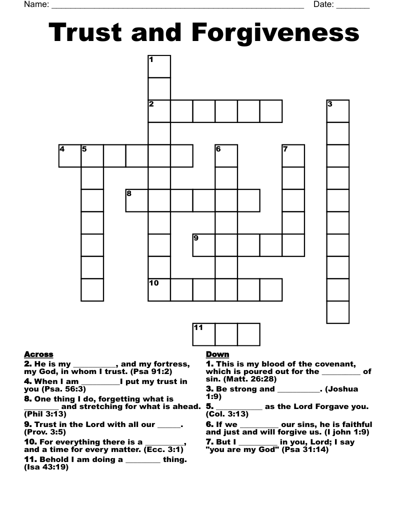 Trust and Forgiveness Crossword