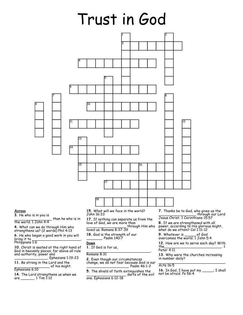 Trust in God Crossword