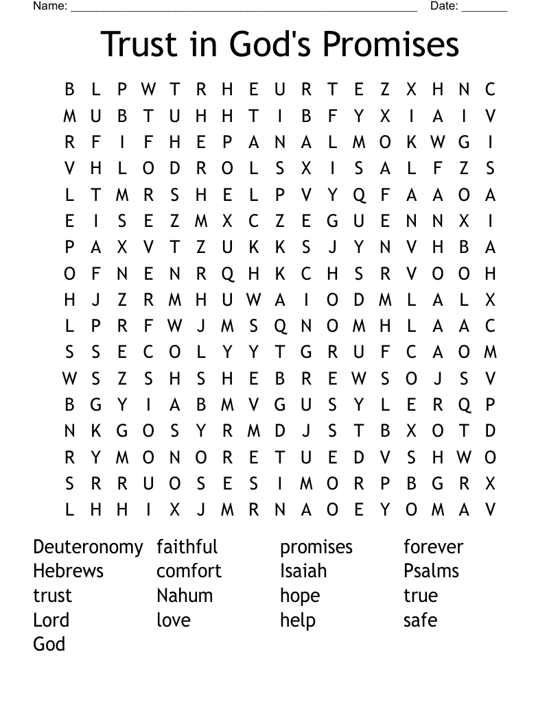 Trust in God's Promises Word Search