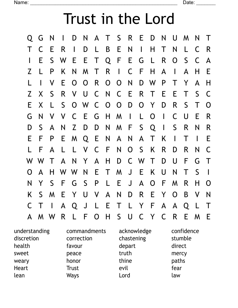 Trust in the Lord Word Search