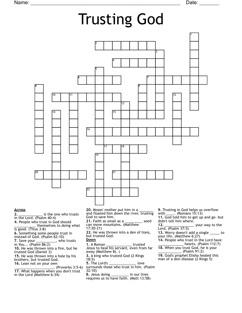 Trusting God Crossword