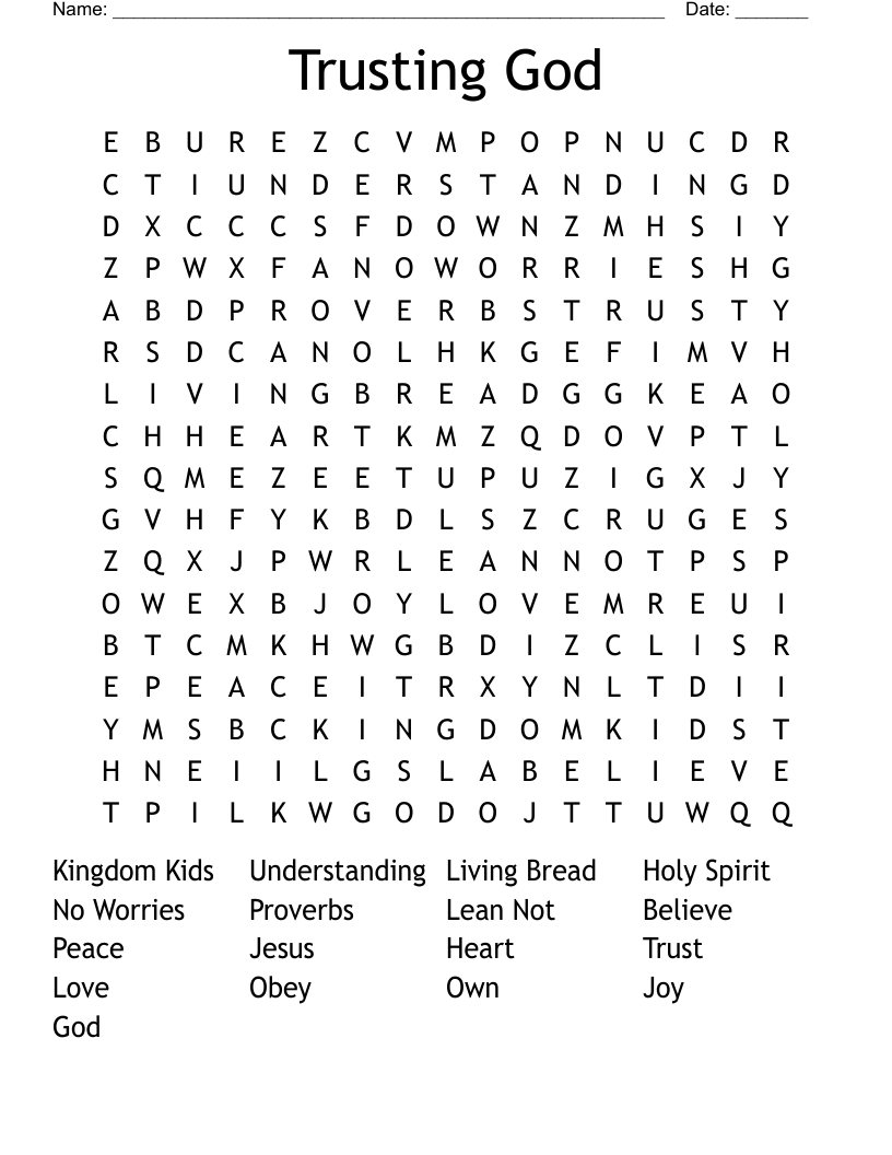 Trusting God Word Search