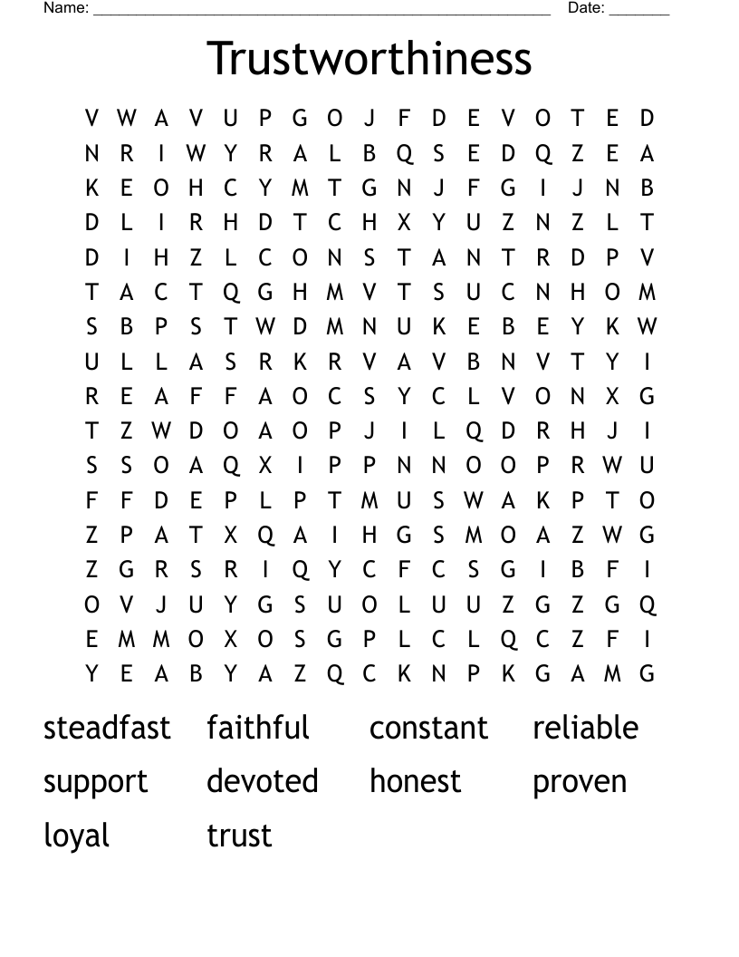 Trustworthiness Word Search