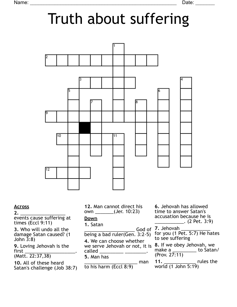 Truth about suffering Crossword